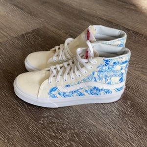 Vans blue and white Pasley high tops #1 skateboard shoe US Women 6.5 US Men 5.0